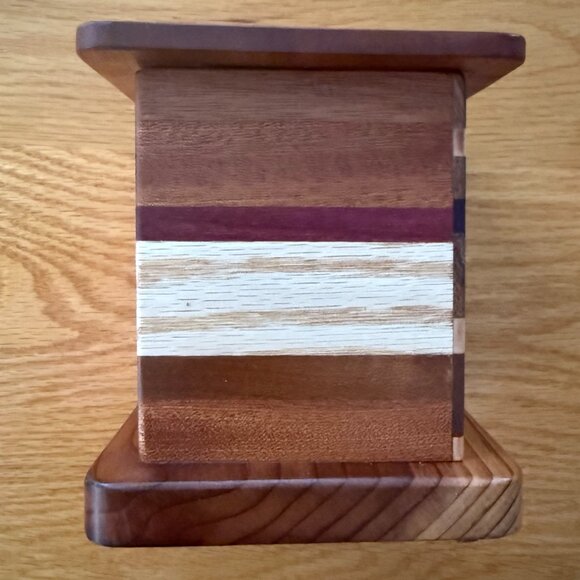 Tzedaka Charity Box Hand Crafted Mixed Hardwoods Star of David Judaica - Picture 3 of 9